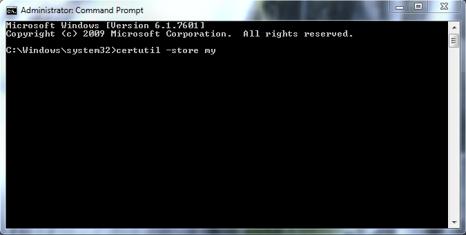 Type : certutil –store my