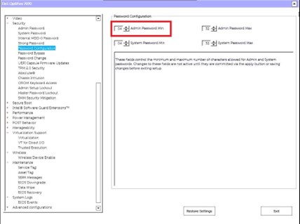 Password Configuration