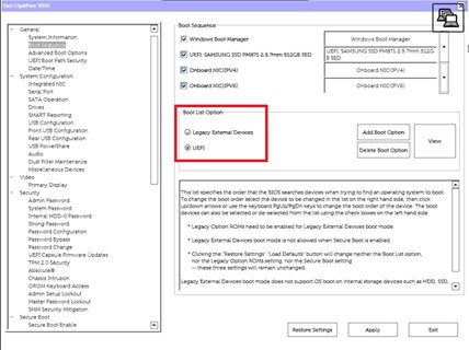 Boot List Options