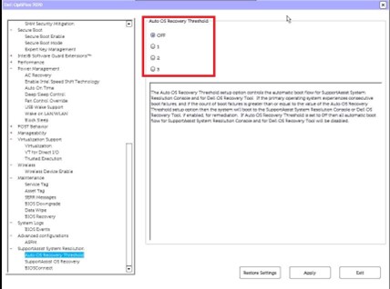 Auto OS Recovery Threshold