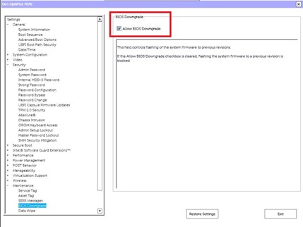 BIOS Downgrade