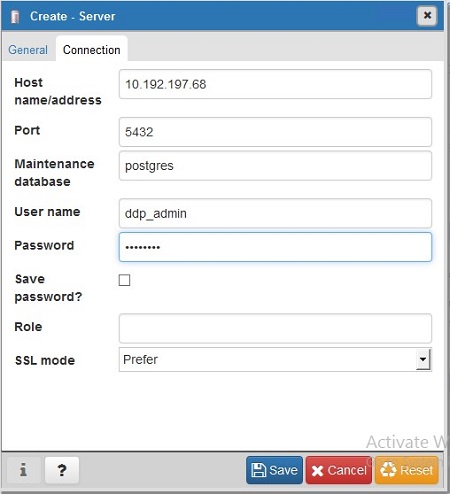 Atualize os campos Create - Server