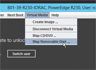 iDRAC8 — выбор носителя