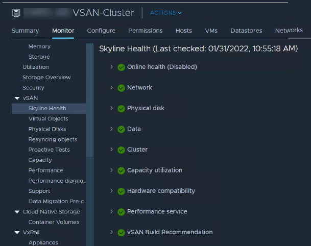 Estado del horizonte de vSan