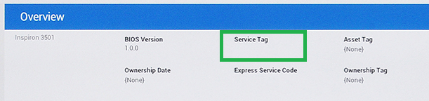 Position des Service-Tags im BIOS