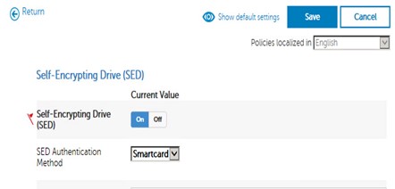 Modificare il campo Authentication Method dell'unità SED da Password in Smartcard