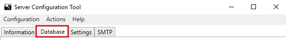 Klik op het tabblad Database