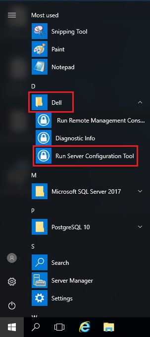 Server Configuration Toolを実行する