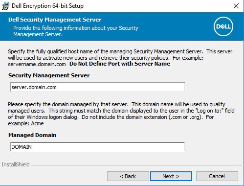 «Security Management Server Name» и «Managed Domain»