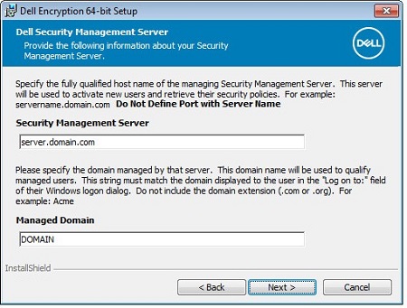 ［Security Management Server］の名前および［Managed Domain］