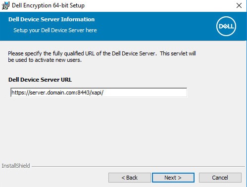 URL des Dell Geräteservers