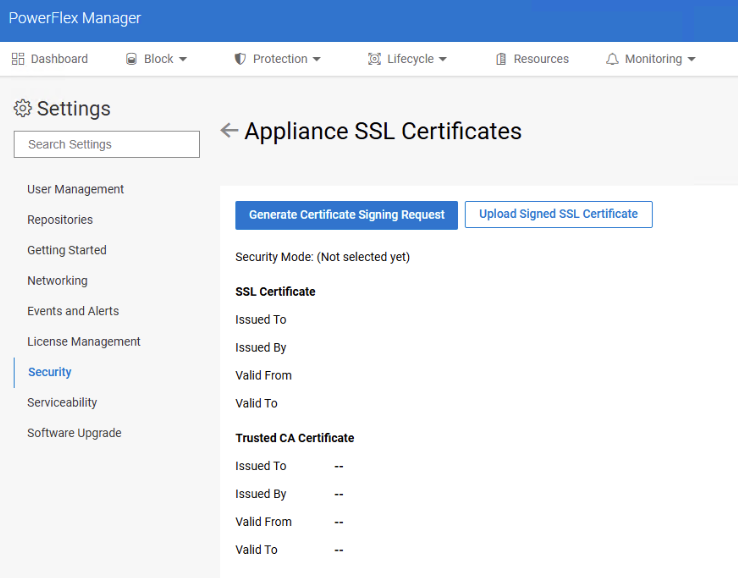 Appliance SSL Certificat