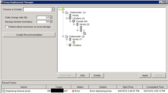 Erro do Proxy Deployment Manager