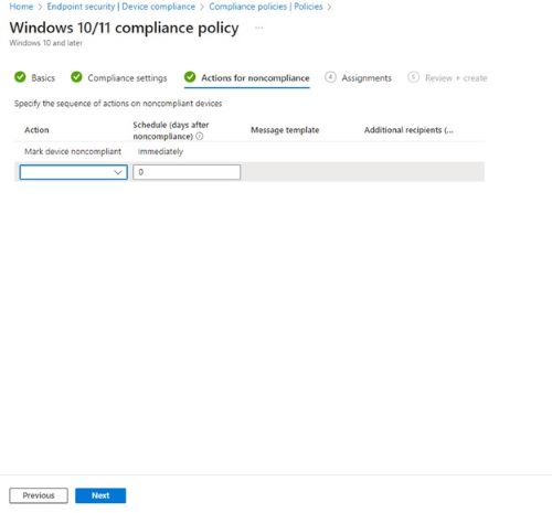 Configure secuencias adicionales de incumplimiento y haga clic en Siguiente