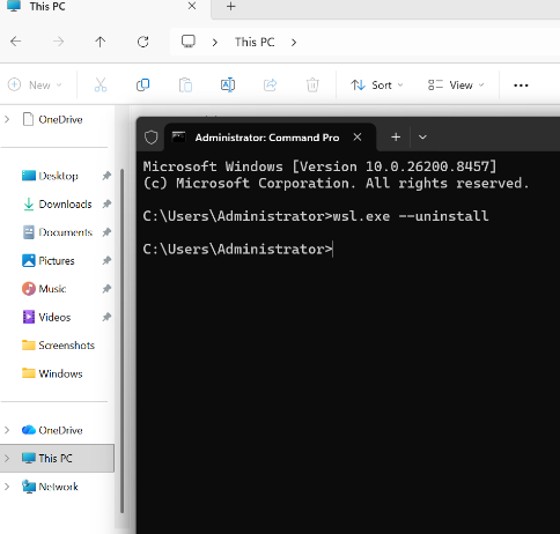 Run wsl.exe --uninstall