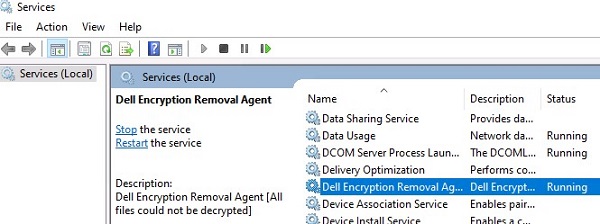 Dell Encryption Removal Agent Running