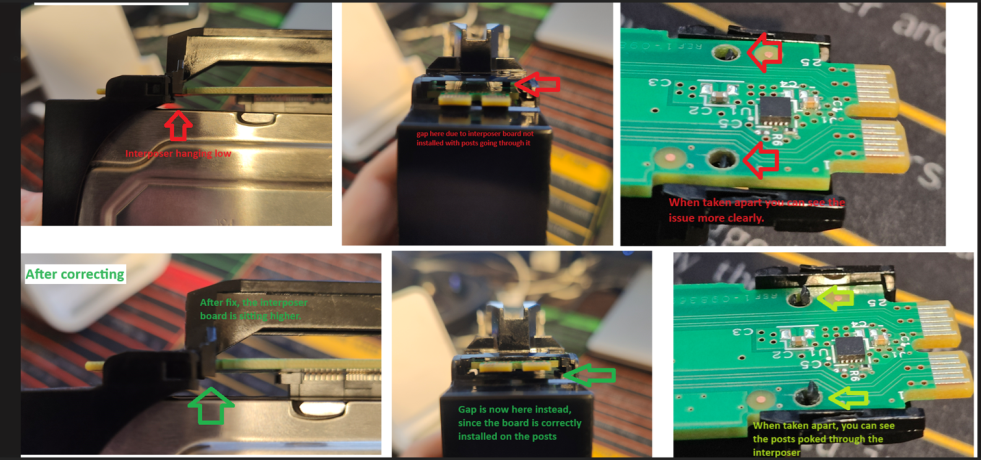 Drive carrier part number KPD98 showing correct alignment of the interposer board