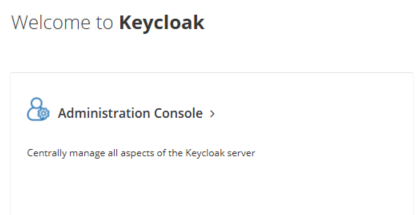 Pagina iniziale di Keycloak with_admin link alla console.