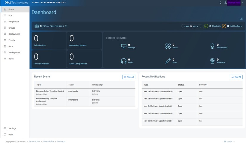 Dashboard apparaatbeheerconsole