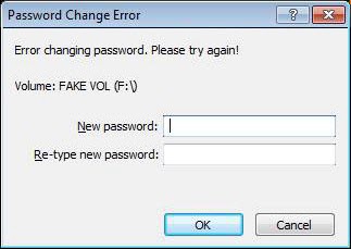 Erreur de changement de mot de passe