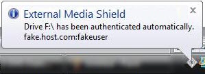 Le disque dur f:\ a été authentifié automatiquement