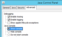 Ovládací panel Java – karta Upřesnit