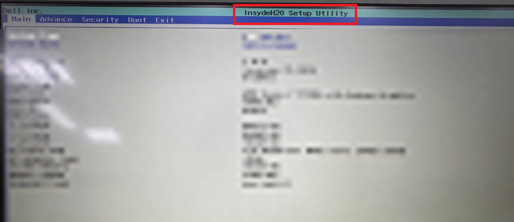 InsydeH2O BIOS screen