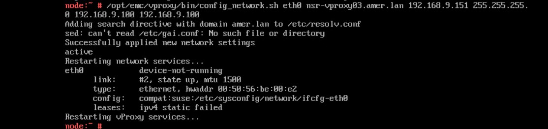 Figure 3 : Résultat d’une interface de ligne de commande affichant les modifications de configuration réseau et les messages de statut