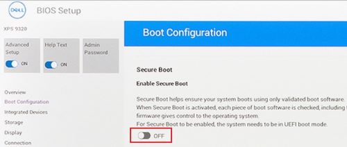 Amorçage UEFI sélectionné