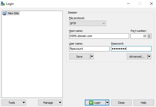 Connexion au client&nbsp;FTP