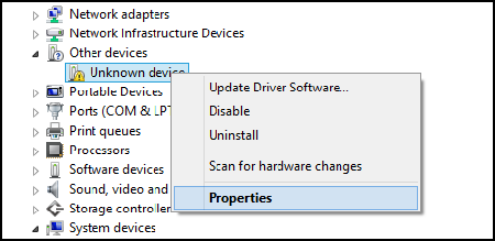 Windows-apparaatbeheer, ander apparaat, onbekend apparaat