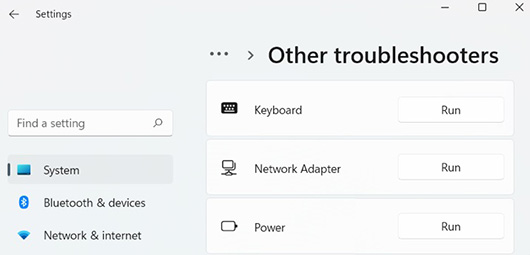 Solução de problemas de falta de energia