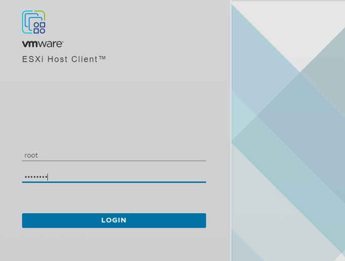 VMware ESXiホストWebクライアントのログイン画面