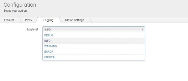 Click the Logging tab, set Log level