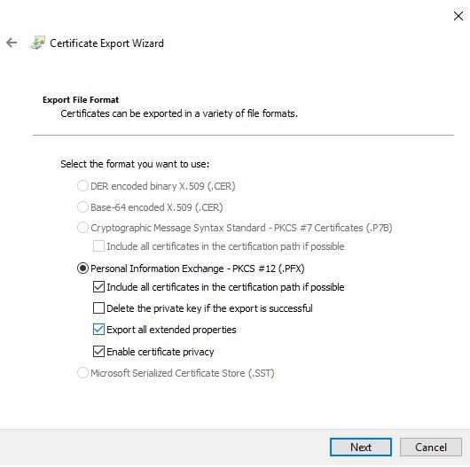 Exportera filformat