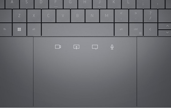 Samarbejdspegefeltet viser fire ikoner på din Latitude 9440 2-i-1-touchpad