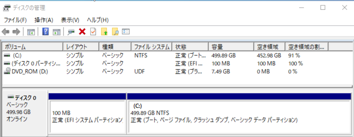 Cドライブ拡張実行結果