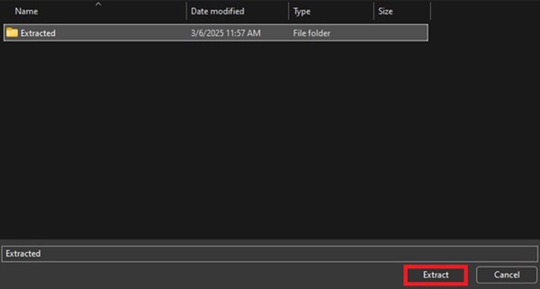 kliknij przycisk Wyodrębnij.