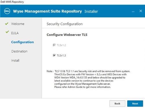 Confirm Security Configuration and click Next
