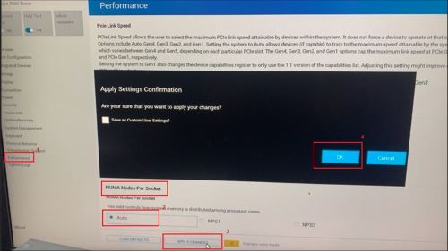 Ustaw węzły NUMA na gniazdo na automatyczne i zapisz ustawienia
