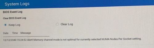 Alert! Tryb kanałów pamięci nie jest optymalny dla aktualnie wybranych węzłów NUMA na gniazdo