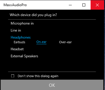 MaxxAudioPro Device Select Message