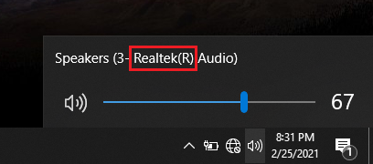 Windows högtalarikon i systemfältet, Realtek
