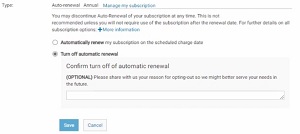 Turn off automatic renewal