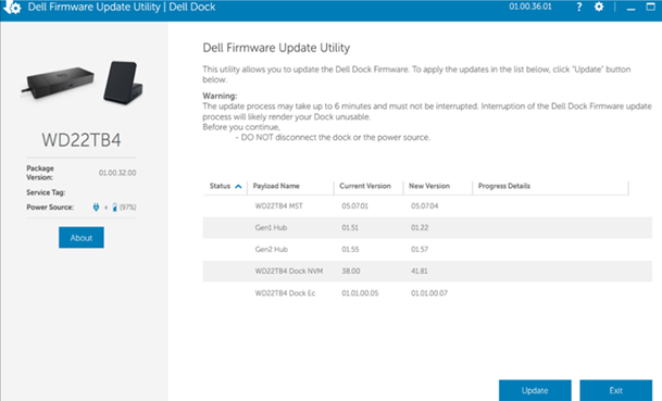 Утилита обновления микропрограммы Dell с неправильной микропрограммой концентратора USB
