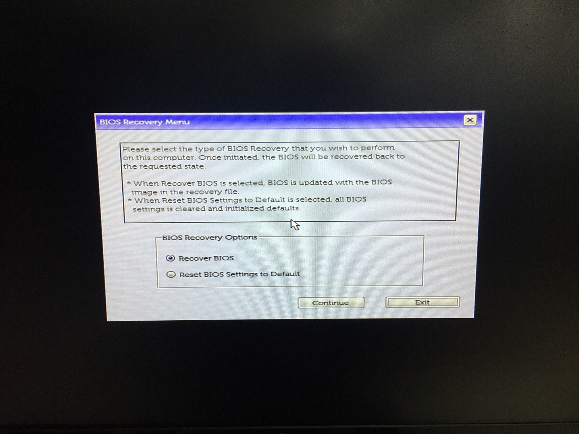 Återställa BIOS-skärm för Inspiron 7700, Inspiron 5400, Inspiron 5401