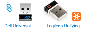 Hardwarové klíče Dell Universal a Logitech Unifying