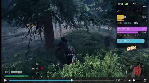 GPU funcionando com 30 W e 50 FPS
