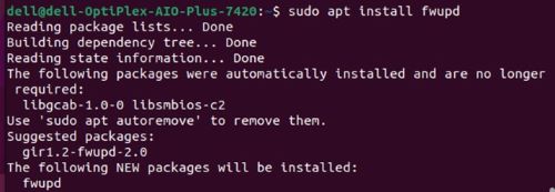 Skriv sudo apt install fwupd