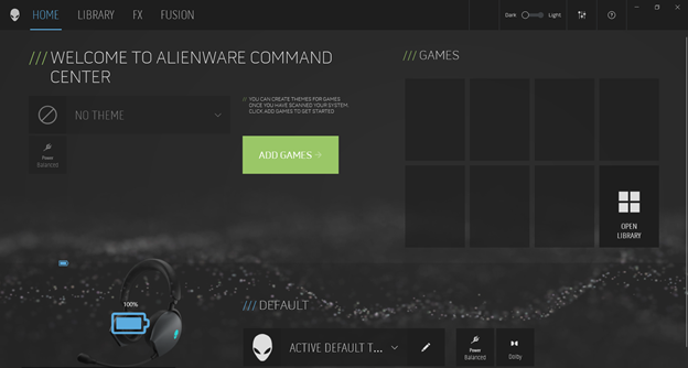 バッテリー レベル - Alienware Command Center